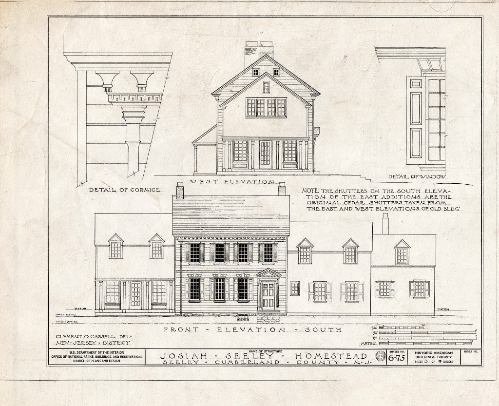 Historic Pictoric : Blueprint HABS NJ,6-Seel,1- (Sheet 3 of 9) - Josiah Seeley Homestead, Finley Station Road, Seeley, Cumberland County, NJ