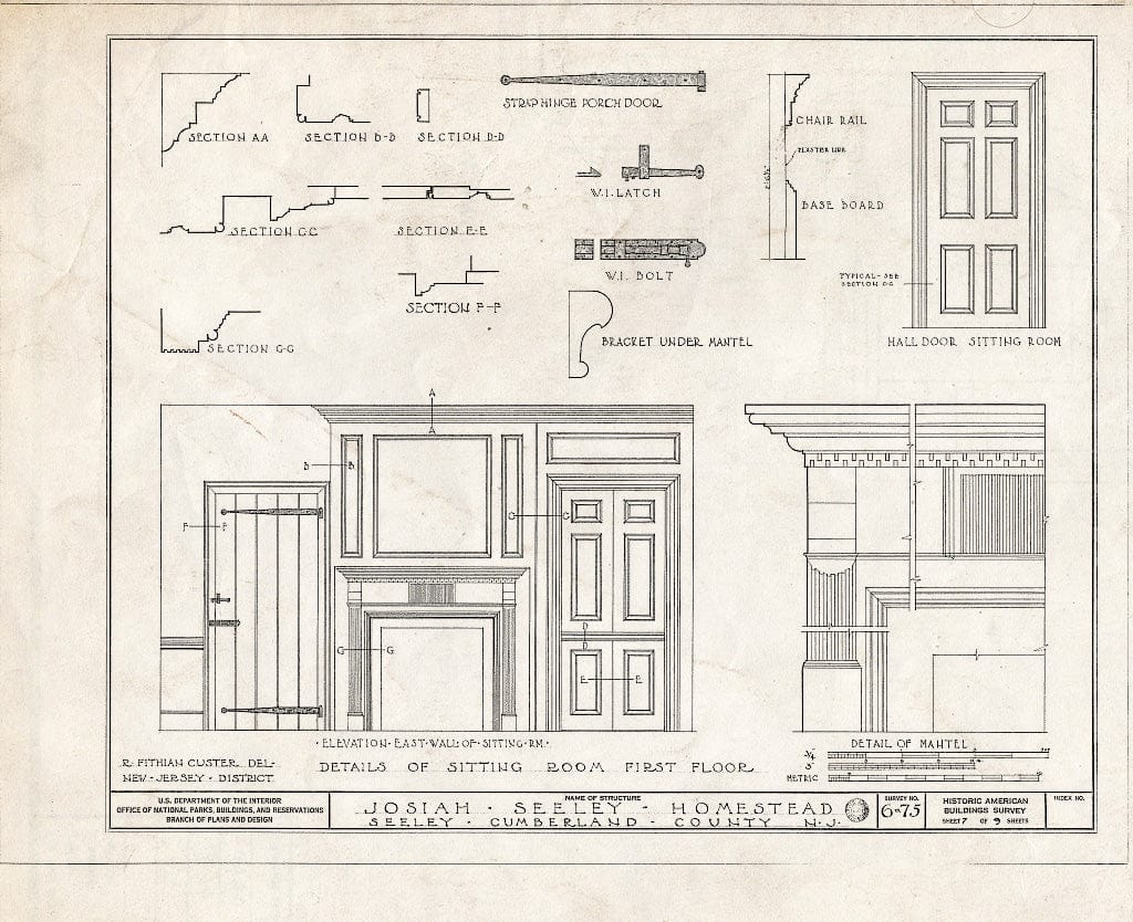 Historic Pictoric : Blueprint HABS NJ,6-Seel,1- (Sheet 7 of 9) - Josiah Seeley Homestead, Finley Station Road, Seeley, Cumberland County, NJ
