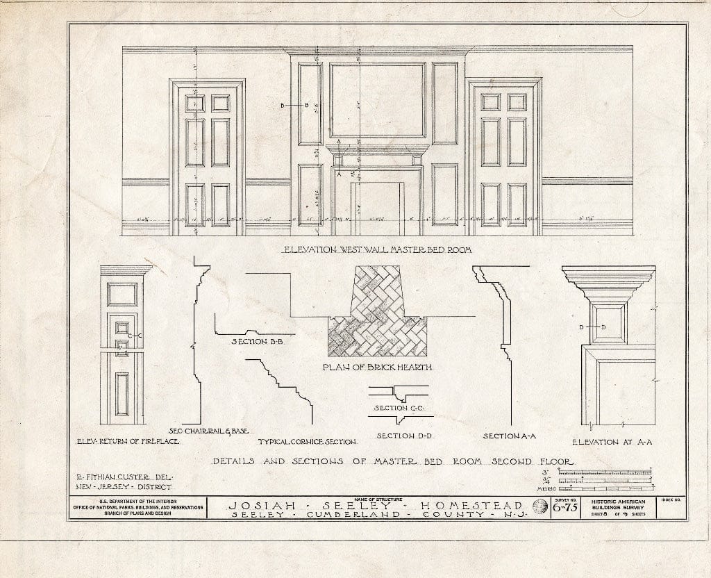 Historic Pictoric : Blueprint HABS NJ,6-Seel,1- (Sheet 8 of 9) - Josiah Seeley Homestead, Finley Station Road, Seeley, Cumberland County, NJ