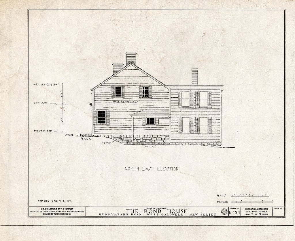 Historic Pictoric : Blueprint HABS NJ,7-CALDW,4- (Sheet 7 of 9) - Bond House, Runnymeade Road, West Caldwell, Essex County, NJ