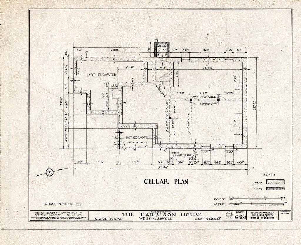 Historic Pictoric : Blueprint HABS NJ,7-CALDW,3- (Sheet 5 of 10) - Harrison House, Orton Road, West Caldwell, Essex County, NJ