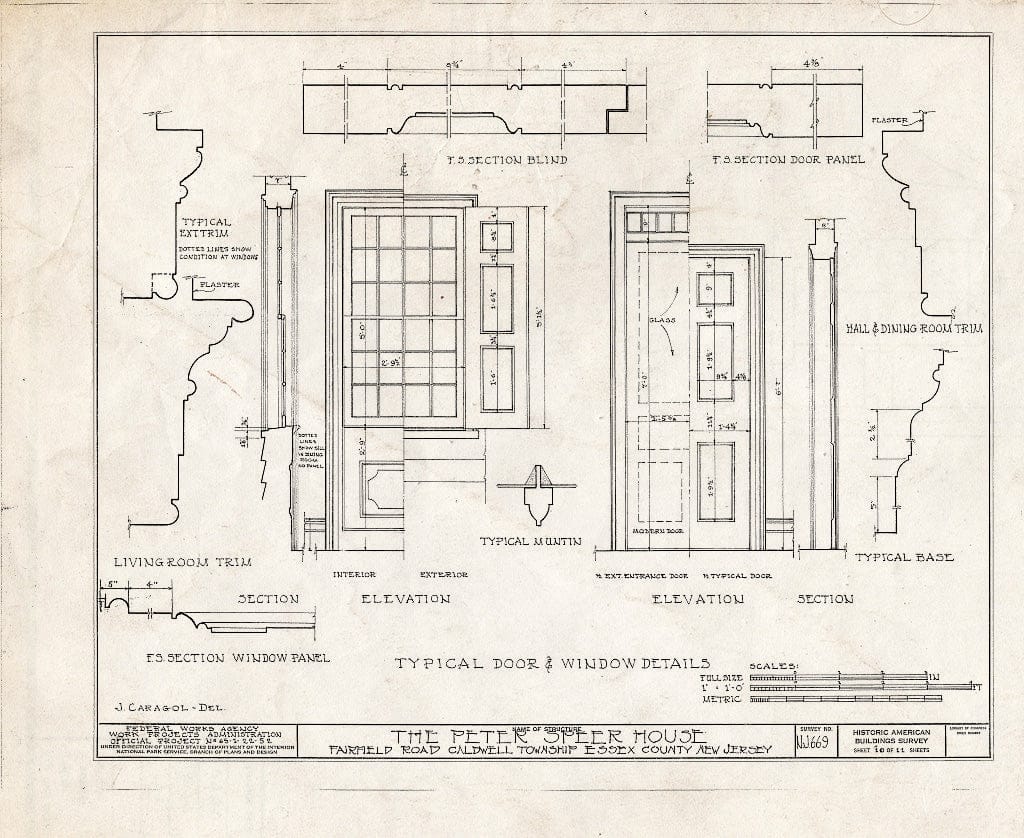 Historic Pictoric : Blueprint HABS NJ,7-FAIRF.V,2- (Sheet 10 of 11) - Peter Speer House, Fairfield Road, Fairfield, Essex County, NJ