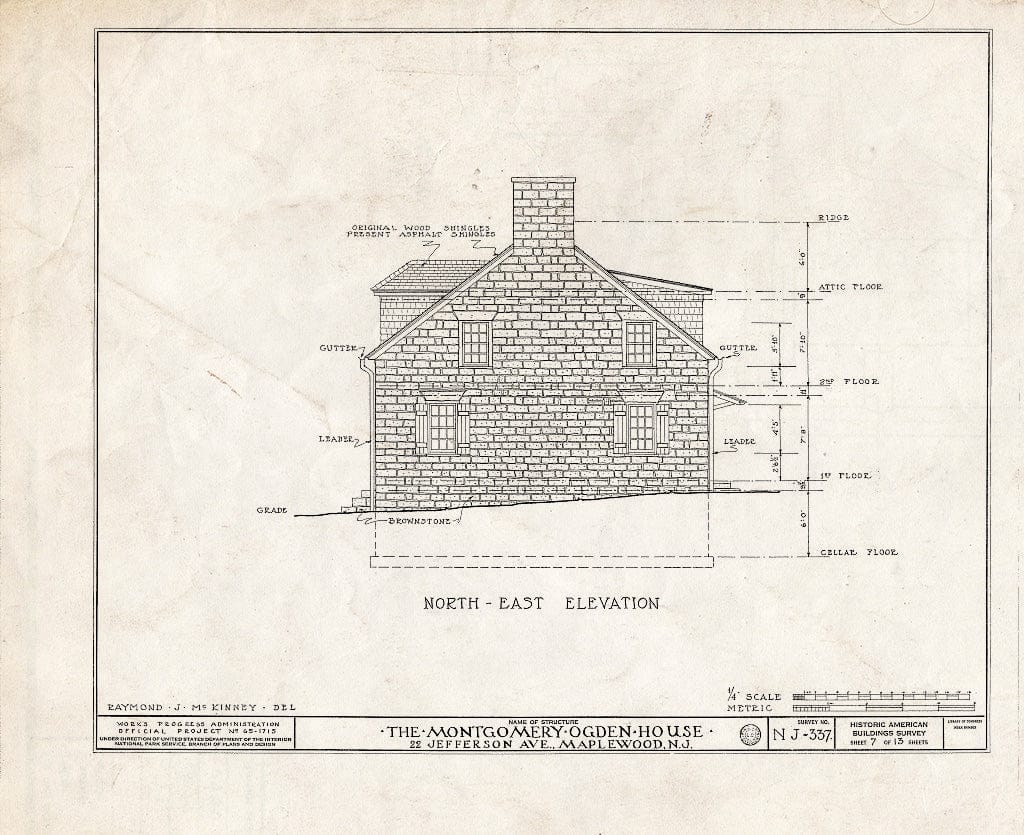 Historic Pictoric : Blueprint HABS NJ,7-MAPWO,2- (Sheet 7 of 13) - Montgomery Ogden House, 22 Jefferson Avenue, Maplewood, Essex County, NJ