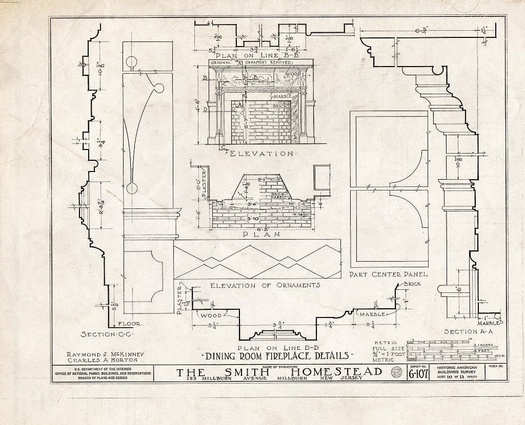 Historic Pictoric : Blueprint HABS NJ,7-MiLB,1- (Sheet 10 of 13) - Smith-Henderson Homestead, 155 Millburn Avenue, Millburn, Essex County, NJ