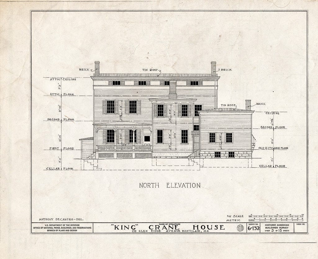 Historic Pictoric : Blueprint HABS NJ,7-MONC,1- (Sheet 3 of 15) - King Crane House, 159 Glenridge Avenue, Montclair, Essex County, NJ