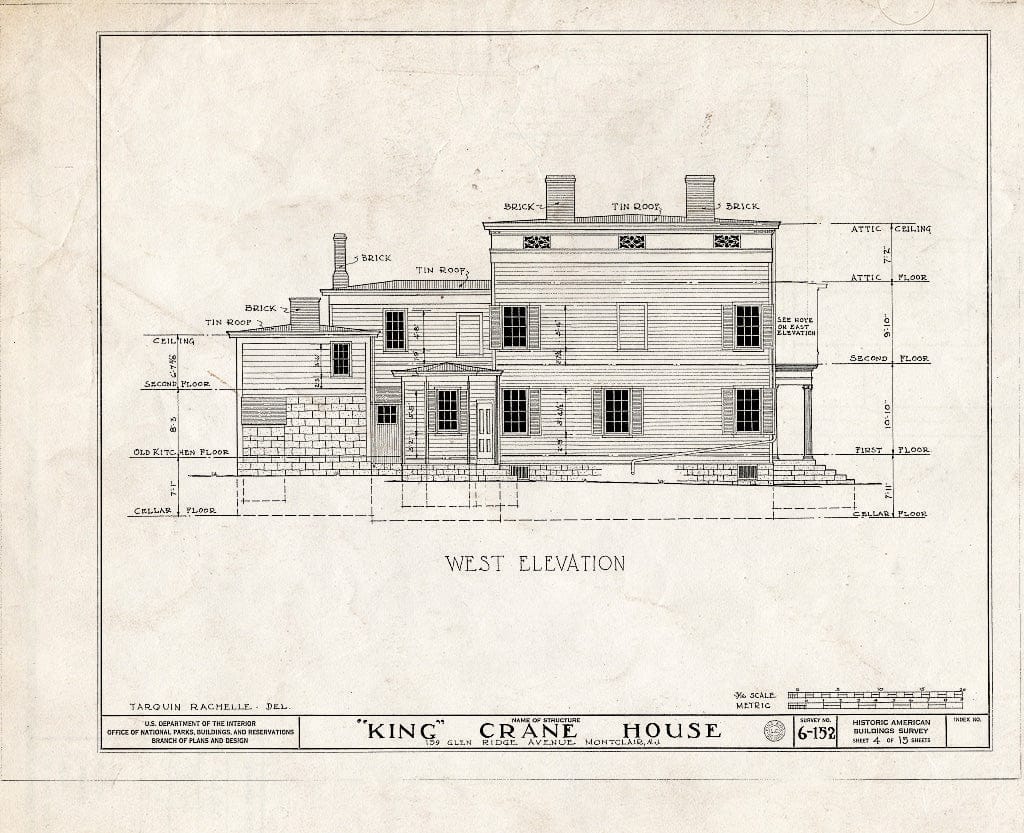 Historic Pictoric : Blueprint HABS NJ,7-MONC,1- (Sheet 4 of 15) - King Crane House, 159 Glenridge Avenue, Montclair, Essex County, NJ
