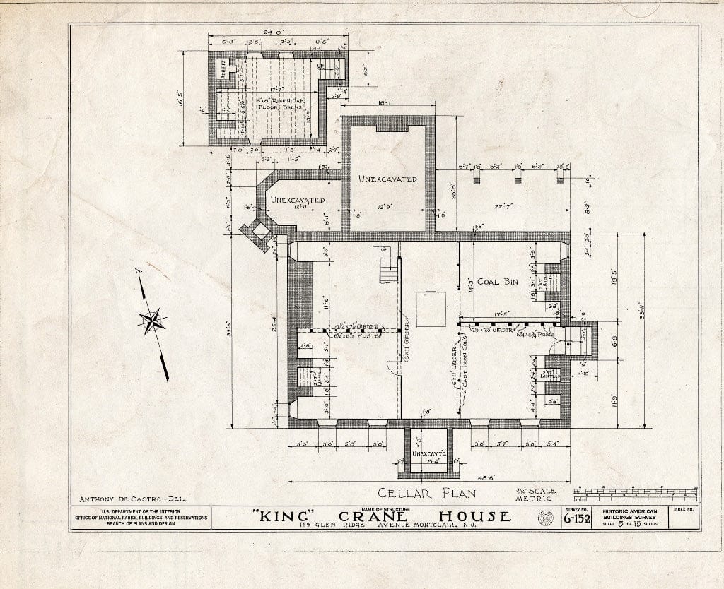Historic Pictoric : Blueprint HABS NJ,7-MONC,1- (Sheet 5 of 15) - King Crane House, 159 Glenridge Avenue, Montclair, Essex County, NJ