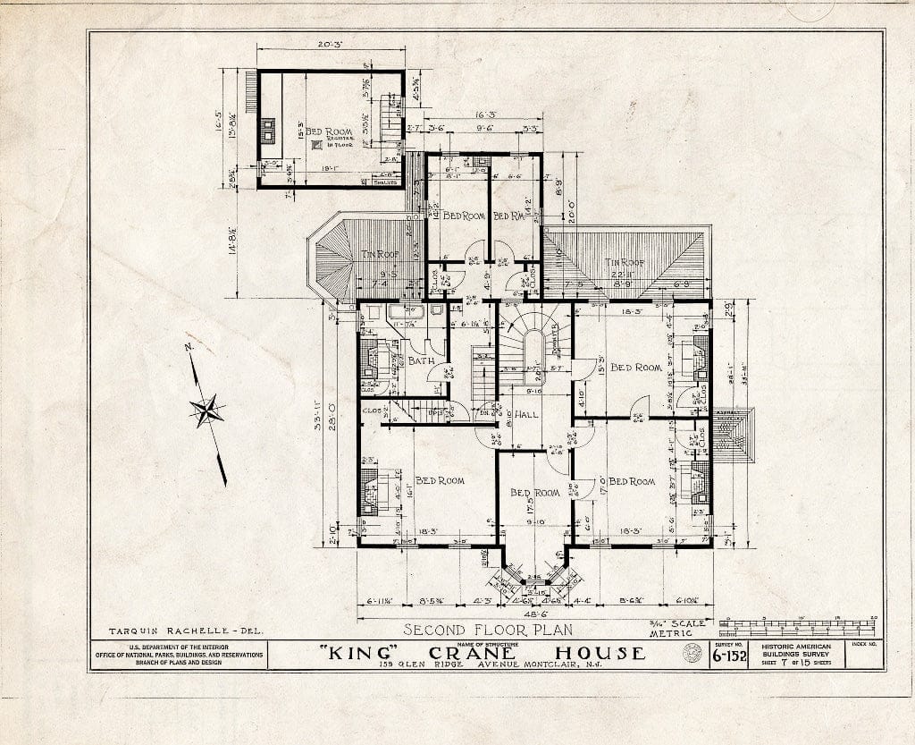 Historic Pictoric : Blueprint HABS NJ,7-MONC,1- (Sheet 7 of 15) - King Crane House, 159 Glenridge Avenue, Montclair, Essex County, NJ