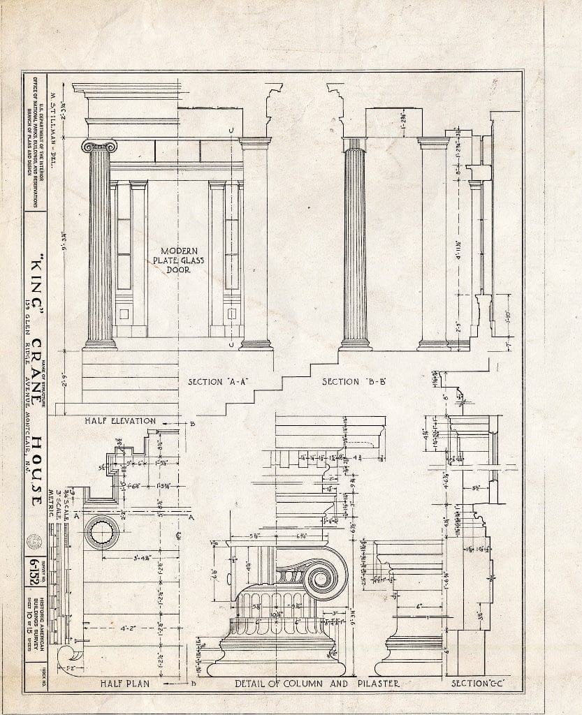 Historic Pictoric : Blueprint HABS NJ,7-MONC,1- (Sheet 10 of 15) - King Crane House, 159 Glenridge Avenue, Montclair, Essex County, NJ