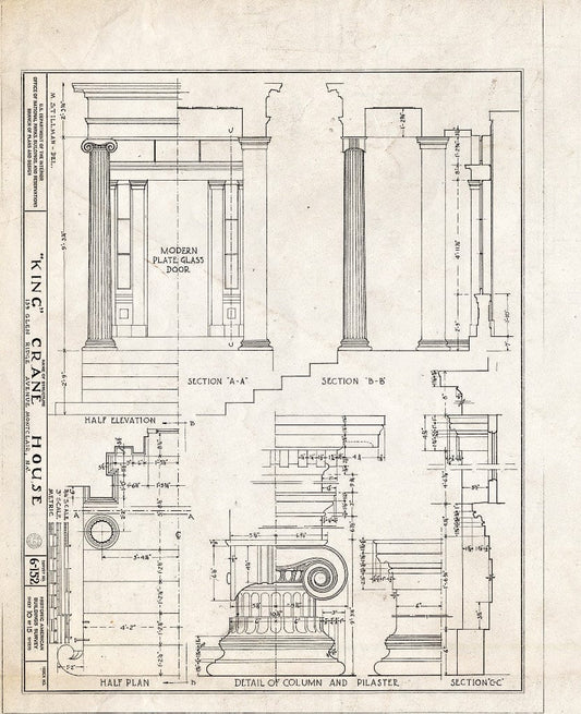 Historic Pictoric : Blueprint HABS NJ,7-MONC,1- (Sheet 10 of 15) - King Crane House, 159 Glenridge Avenue, Montclair, Essex County, NJ