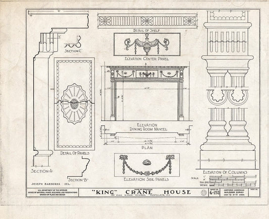 Historic Pictoric : Blueprint HABS NJ,7-MONC,1- (Sheet 12 of 15) - King Crane House, 159 Glenridge Avenue, Montclair, Essex County, NJ