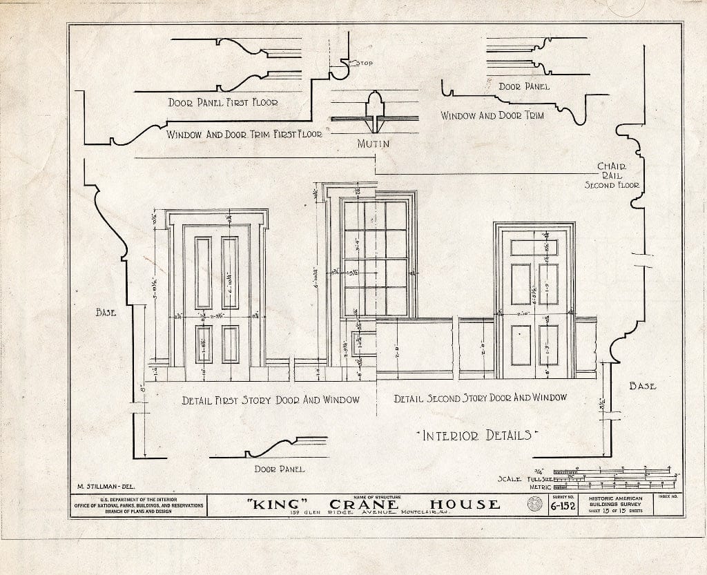Historic Pictoric : Blueprint HABS NJ,7-MONC,1- (Sheet 15 of 15) - King Crane House, 159 Glenridge Avenue, Montclair, Essex County, NJ