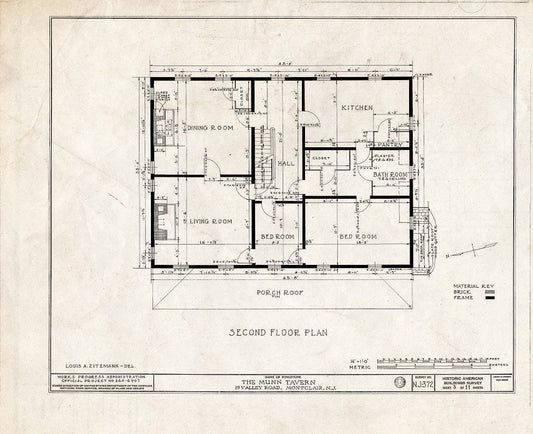 Historic Pictoric : Blueprint HABS NJ,7-MONC,2- (Sheet 3 of 11) - Munn Tavern, 19 Valley Road, Montclair, Essex County, NJ