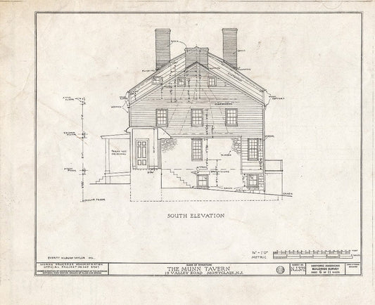 Historic Pictoric : Blueprint HABS NJ,7-MONC,2- (Sheet 6 of 11) - Munn Tavern, 19 Valley Road, Montclair, Essex County, NJ