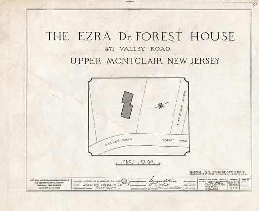 Historic Pictoric : Blueprint HABS NJ,7-MONCU,1- (Sheet 0 of 9) - Sigler-Deforest House, 471 Valley Road, Upper Montclair, Essex County, NJ