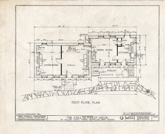 Historic Pictoric : Blueprint HABS NJ,7-MONCU,1- (Sheet 2 of 9) - Sigler-Deforest House, 471 Valley Road, Upper Montclair, Essex County, NJ