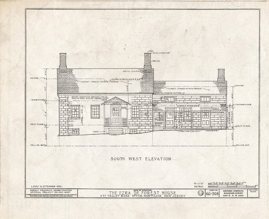 Historic Pictoric : Blueprint HABS NJ,7-MONCU,1- (Sheet 4 of 9) - Sigler-Deforest House, 471 Valley Road, Upper Montclair, Essex County, NJ