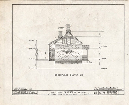 Historic Pictoric : Blueprint HABS NJ,7-MONCU,1- (Sheet 5 of 9) - Sigler-Deforest House, 471 Valley Road, Upper Montclair, Essex County, NJ