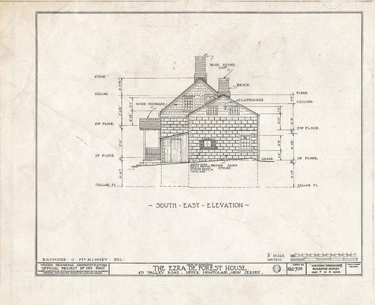 Historic Pictoric : Blueprint HABS NJ,7-MONCU,1- (Sheet 7 of 9) - Sigler-Deforest House, 471 Valley Road, Upper Montclair, Essex County, NJ