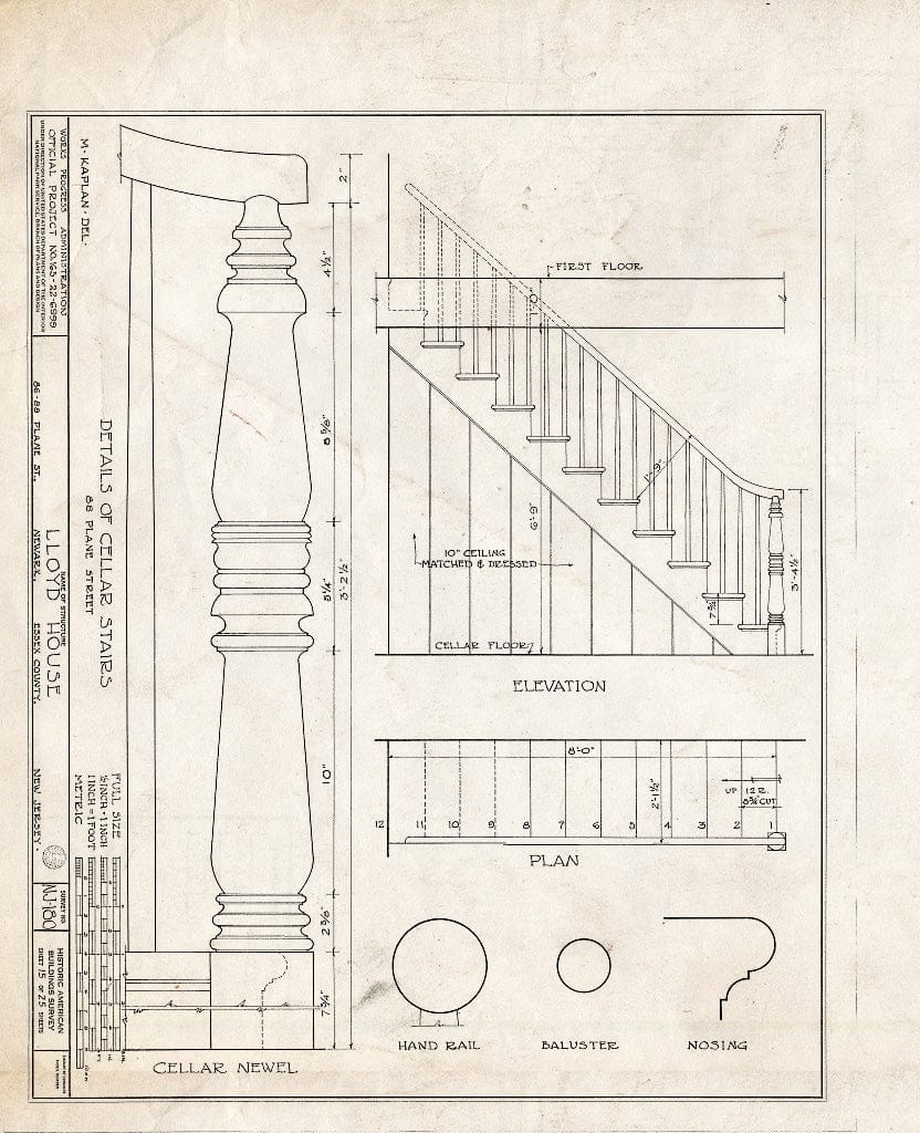 Historic Pictoric : Blueprint HABS NJ,7-NEARK,6- (Sheet 15 of 25) - Davis-Agnew-Lloyd Houses, 86-88 Plane Street, Newark, Essex County, NJ