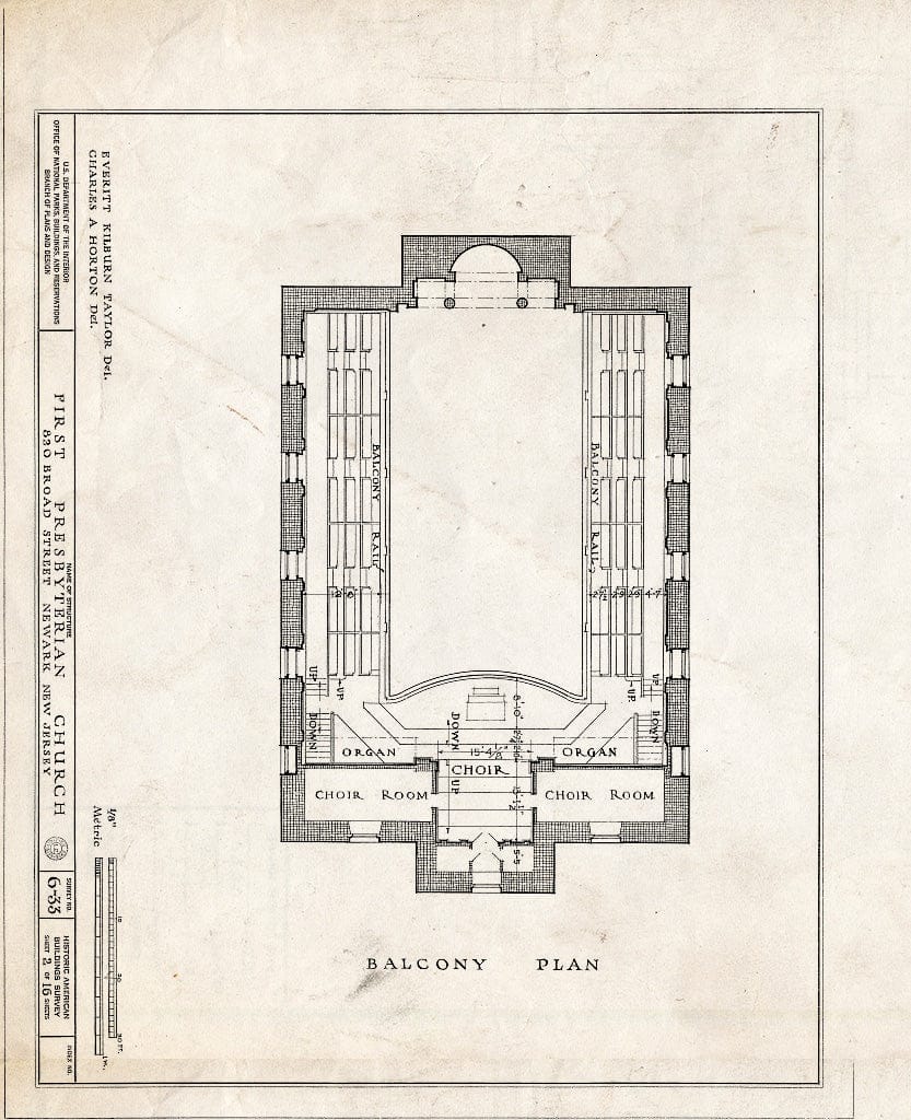 Historic Pictoric : Blueprint HABS NJ,7-NEARK,3- (Sheet 2 of 16) - First Presbyterian Church, 820 Broad Street, Newark, Essex County, NJ