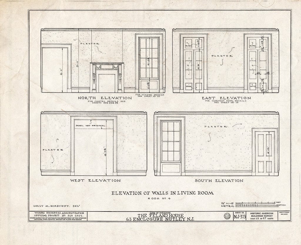 Blueprint HABS NJ,7-NUT,4- (Sheet 15 of 27) - Feland House, 63 Enclosure, Nutley, Essex County, NJ