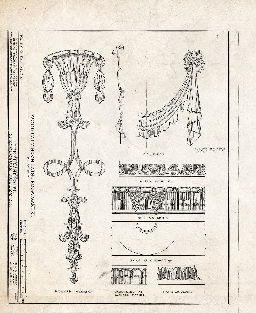 Blueprint HABS NJ,7-NUT,4- (Sheet 26 of 27) - Feland House, 63 Enclosure, Nutley, Essex County, NJ