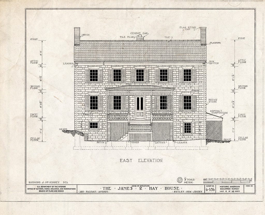 Blueprint HABS NJ,7-NUT,3- (Sheet 4 of 16) - James R. Hay House, 385 Passaic Avenue, Nutley, Essex County, NJ