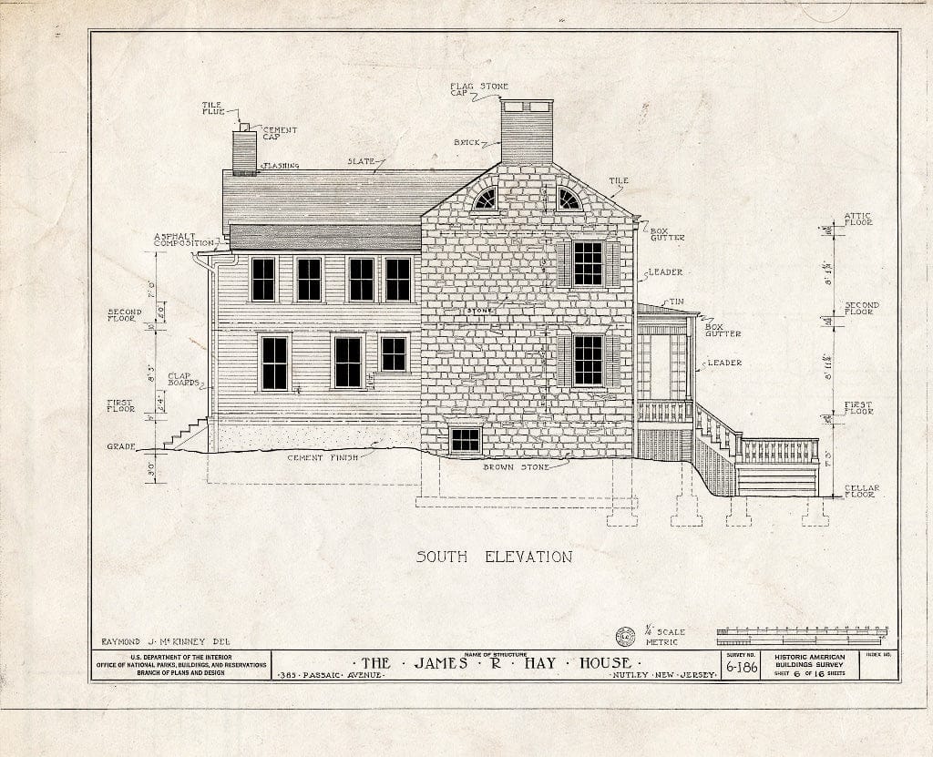 Blueprint HABS NJ,7-NUT,3- (Sheet 6 of 16) - James R. Hay House, 385 Passaic Avenue, Nutley, Essex County, NJ