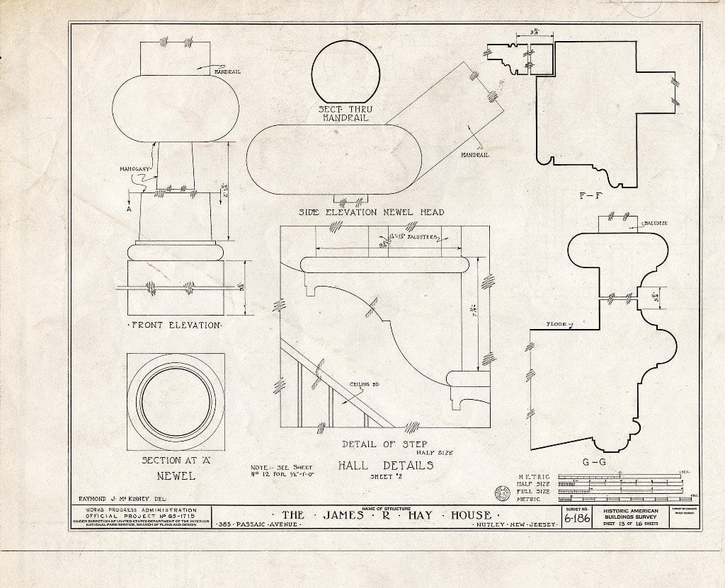 Blueprint HABS NJ,7-NUT,3- (Sheet 13 of 16) - James R. Hay House, 385 Passaic Avenue, Nutley, Essex County, NJ