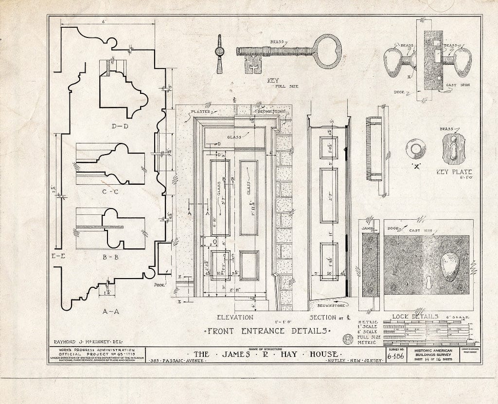 Blueprint HABS NJ,7-NUT,3- (Sheet 14 of 16) - James R. Hay House, 385 Passaic Avenue, Nutley, Essex County, NJ