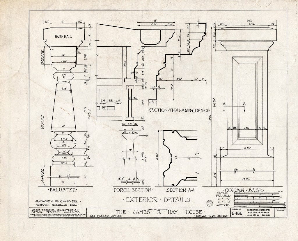 Blueprint HABS NJ,7-NUT,3- (Sheet 15 of 16) - James R. Hay House, 385 Passaic Avenue, Nutley, Essex County, NJ