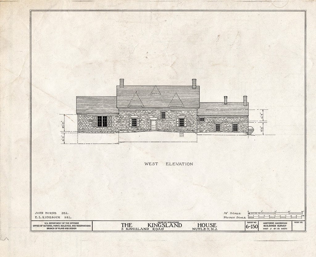 Blueprint HABS NJ,7-NUT,2- (Sheet 5 of 18) - Kingsland House, 3 Kingsland Road, Nutley, Essex County, NJ