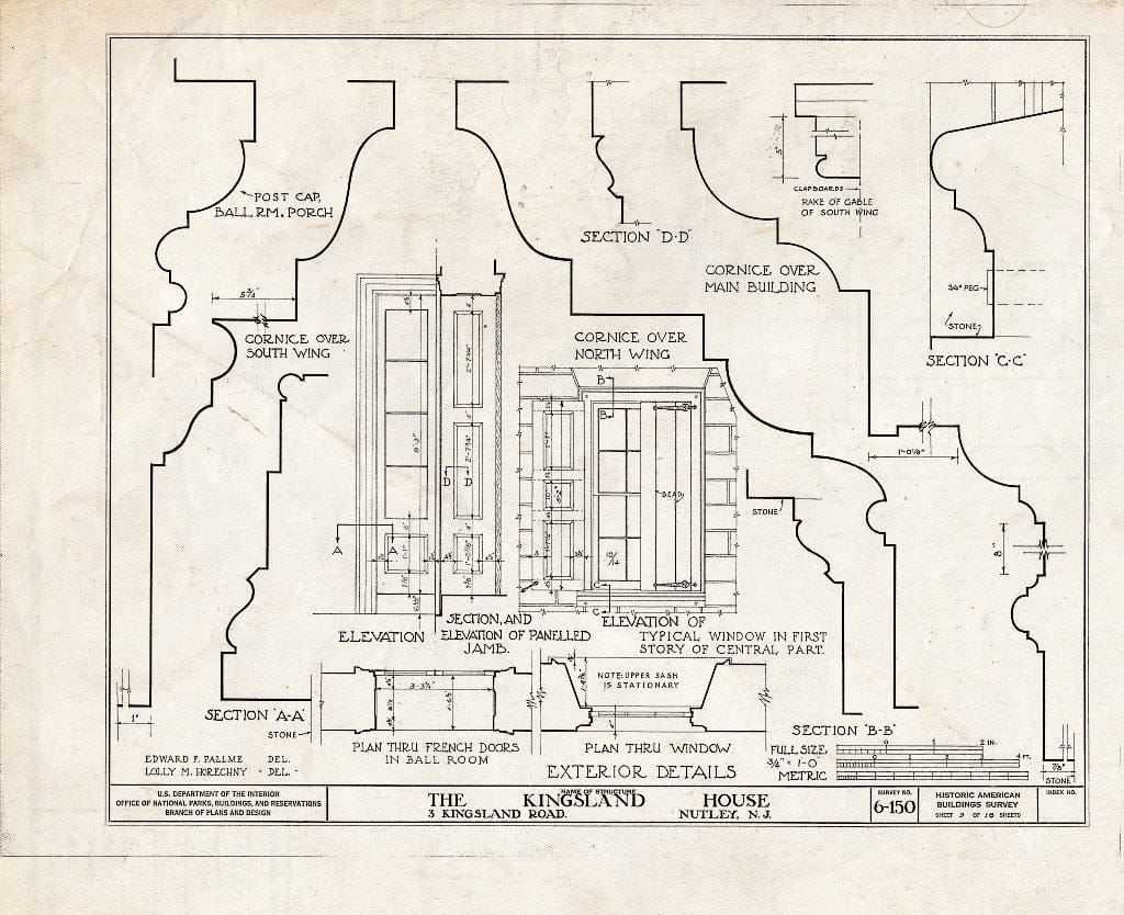 Blueprint HABS NJ,7-NUT,2- (Sheet 9 of 18) - Kingsland House, 3 Kingsland Road, Nutley, Essex County, NJ