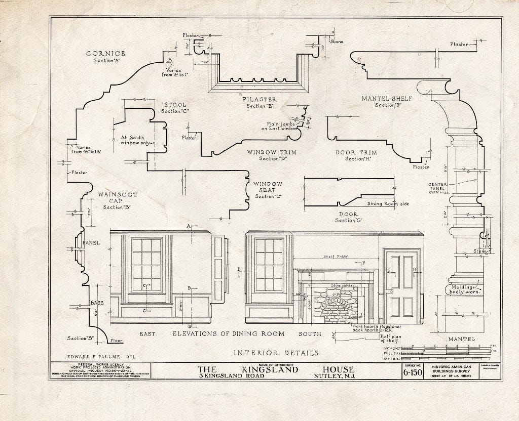 Blueprint HABS NJ,7-NUT,2- (Sheet 13 of 18) - Kingsland House, 3 Kingsland Road, Nutley, Essex County, NJ