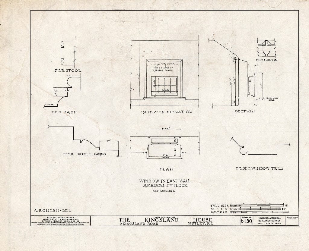 Blueprint HABS NJ,7-NUT,2- (Sheet 16 of 18) - Kingsland House, 3 Kingsland Road, Nutley, Essex County, NJ
