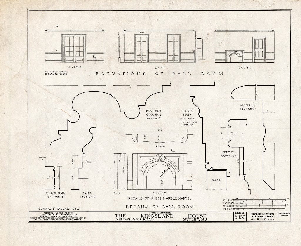 Blueprint HABS NJ,7-NUT,2- (Sheet 17 of 18) - Kingsland House, 3 Kingsland Road, Nutley, Essex County, NJ