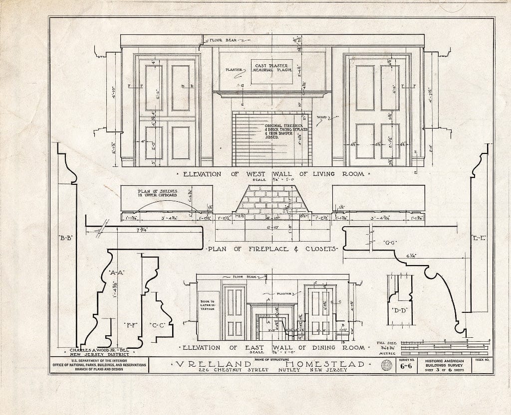 Blueprint HABS NJ,7-NUT,1- (Sheet 3 of 6) - Vreeland Homestead, 226 Chestnut Street, Nutley, Essex County, NJ