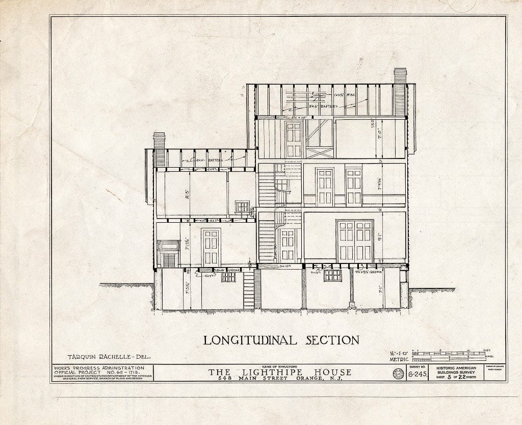 Blueprint HABS NJ,7-ORA,1- (Sheet 5 of 22) - Lighthipe House, 548 Main Street, Orange, Essex County, NJ