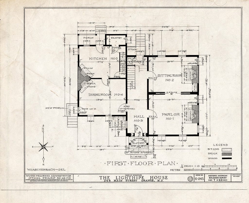 Blueprint HABS NJ,7-ORA,1- (Sheet 7 of 22) - Lighthipe House, 548 Main Street, Orange, Essex County, NJ