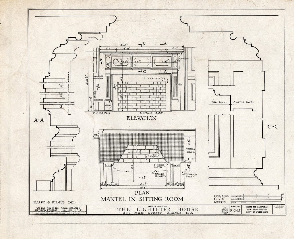 Blueprint HABS NJ,7-ORA,1- (Sheet 12 of 22) - Lighthipe House, 548 Main Street, Orange, Essex County, NJ