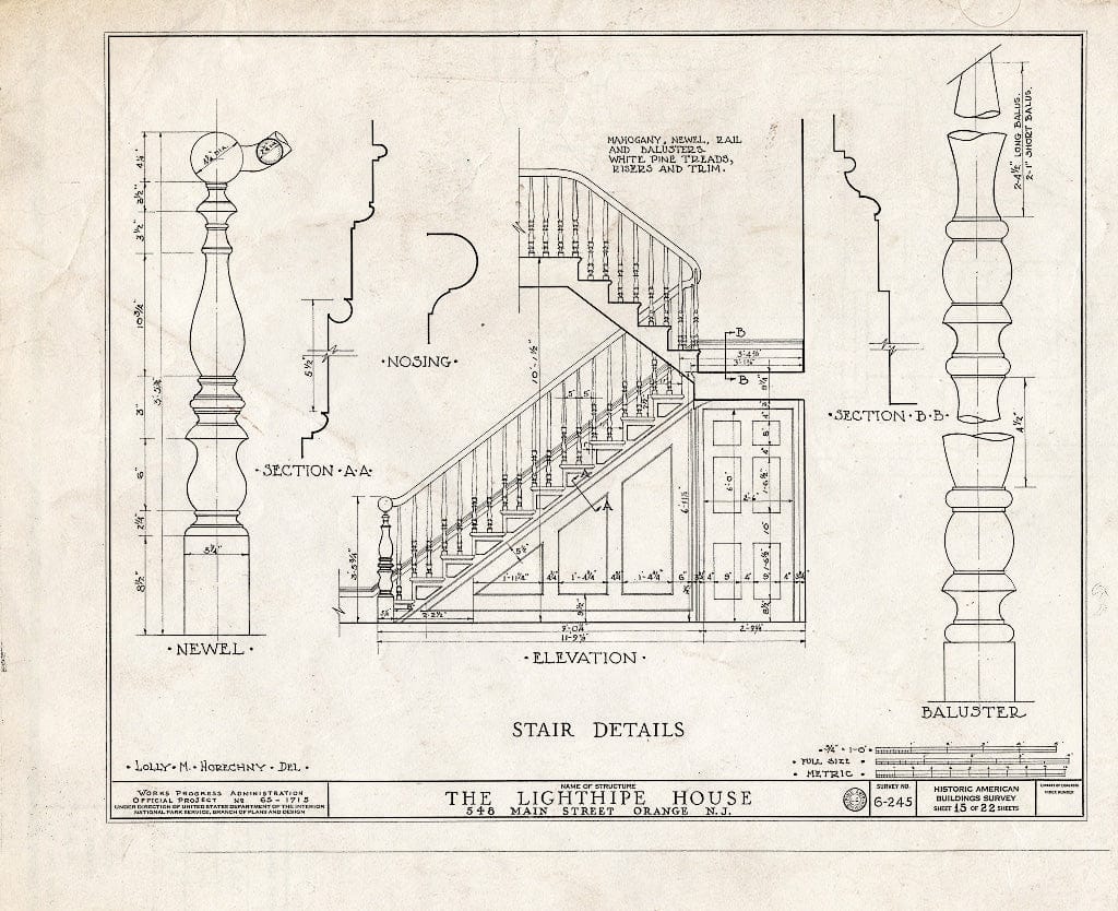 Blueprint HABS NJ,7-ORA,1- (Sheet 15 of 22) - Lighthipe House, 548 Main Street, Orange, Essex County, NJ