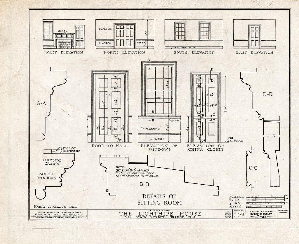 Blueprint HABS NJ,7-ORA,1- (Sheet 17 of 22) - Lighthipe House, 548 Main Street, Orange, Essex County, NJ
