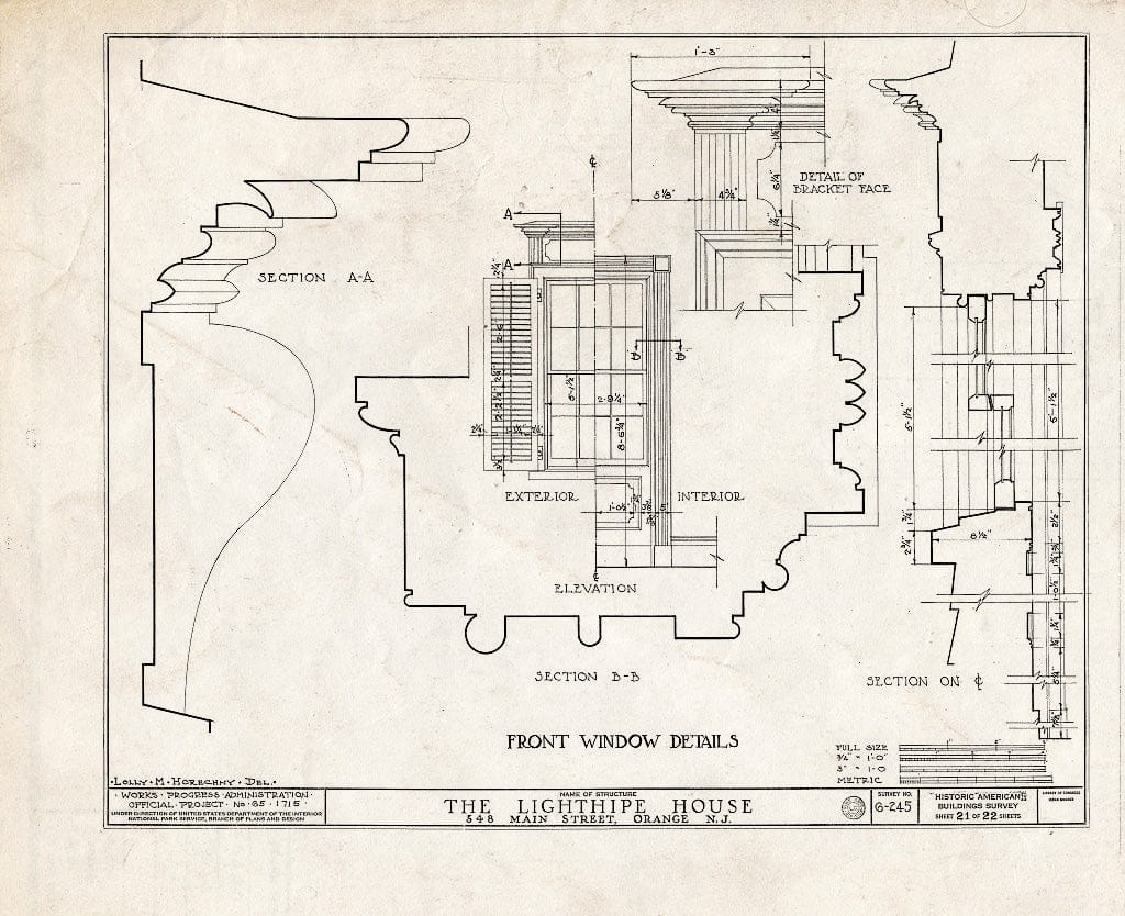 Blueprint HABS NJ,7-ORA,1- (Sheet 21 of 22) - Lighthipe House, 548 Main Street, Orange, Essex County, NJ