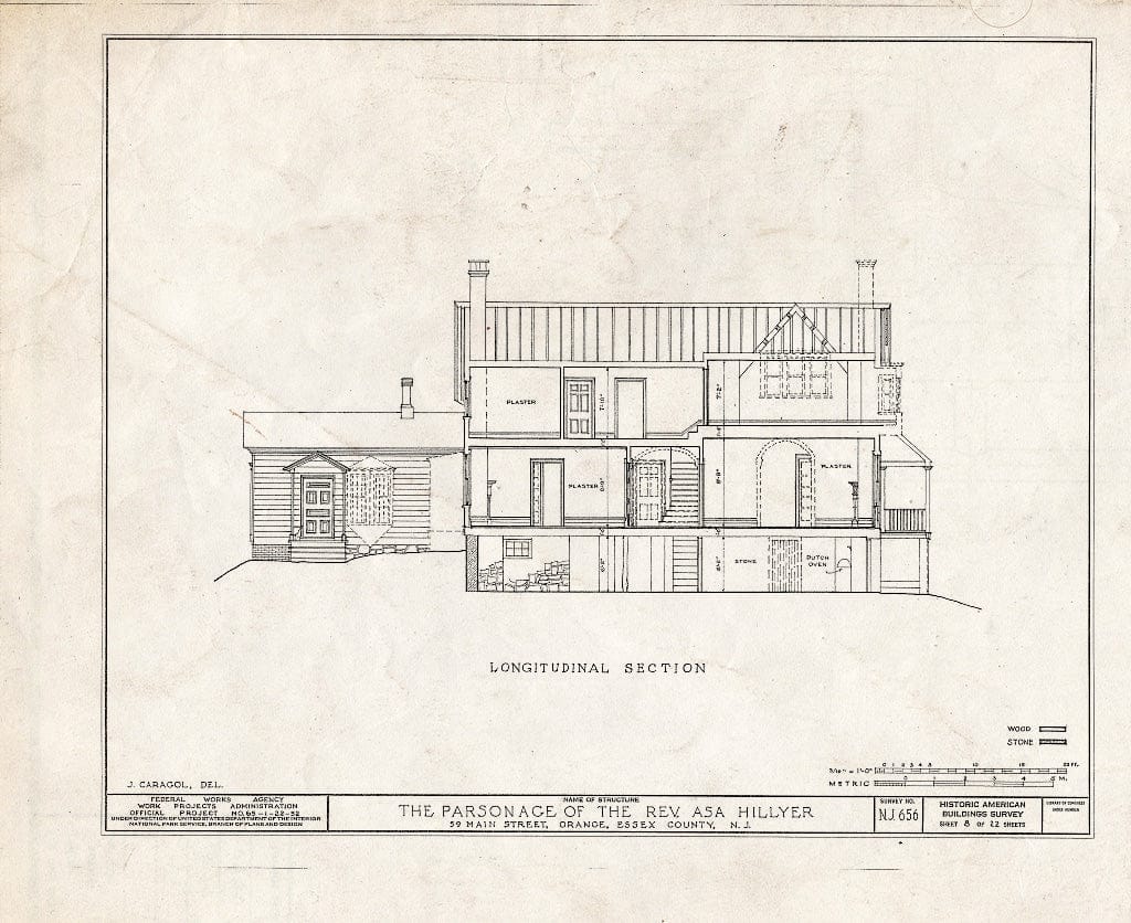 Blueprint HABS NJ,7-ORA,2- (Sheet 8 of 22) - Reverend ASA Hillyer Parsonage, 59 Main Street, Orange, Essex County, NJ