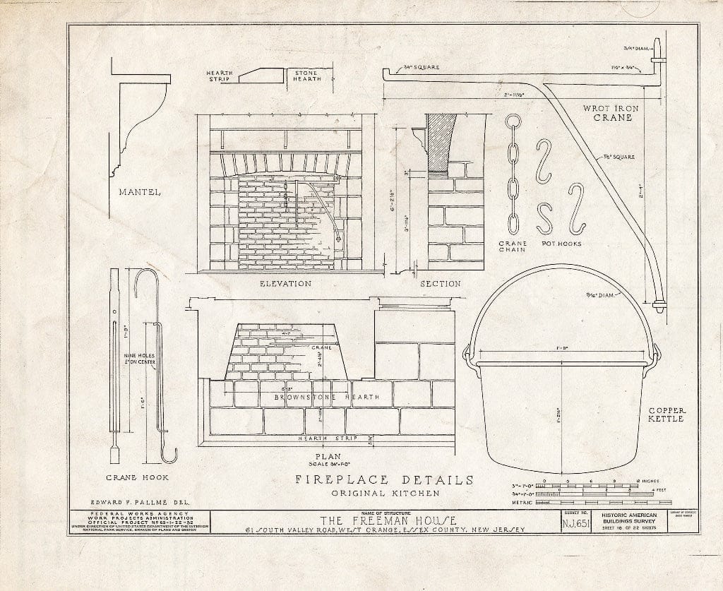 Blueprint HABS NJ,7-ORAW,3- (Sheet 18 of 22) - Freeman House, 61 South Valley Road, West Orange, Essex County, NJ