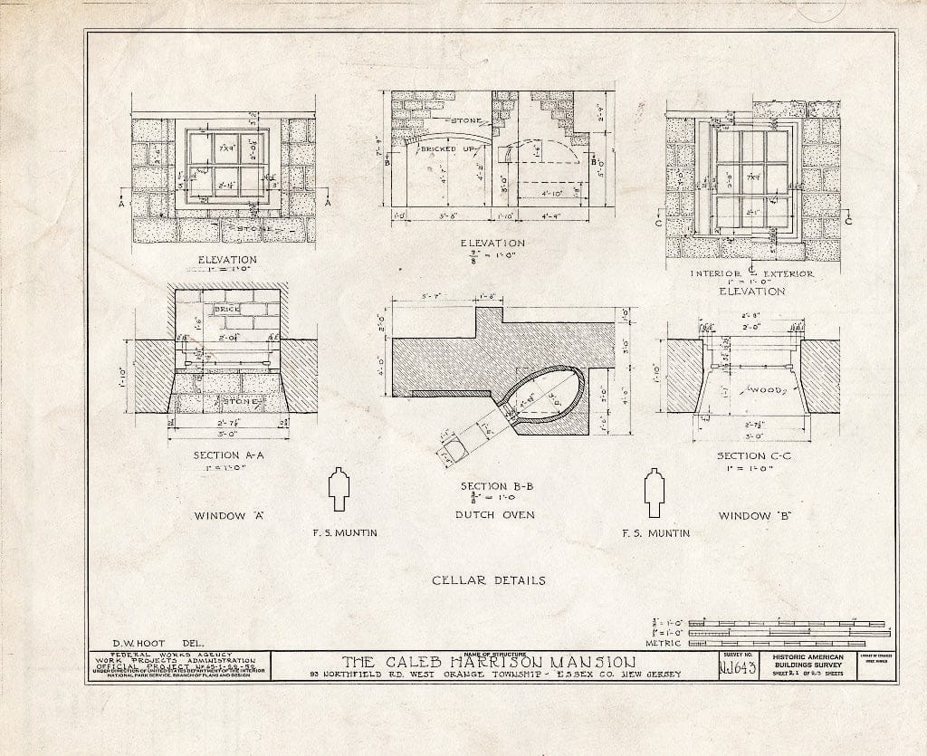 Blueprint HABS NJ,7-ORAW,2- (Sheet 21 of 23) - Caleb Harrison House, 93 Northfield Avenue, West Orange, Essex County, NJ
