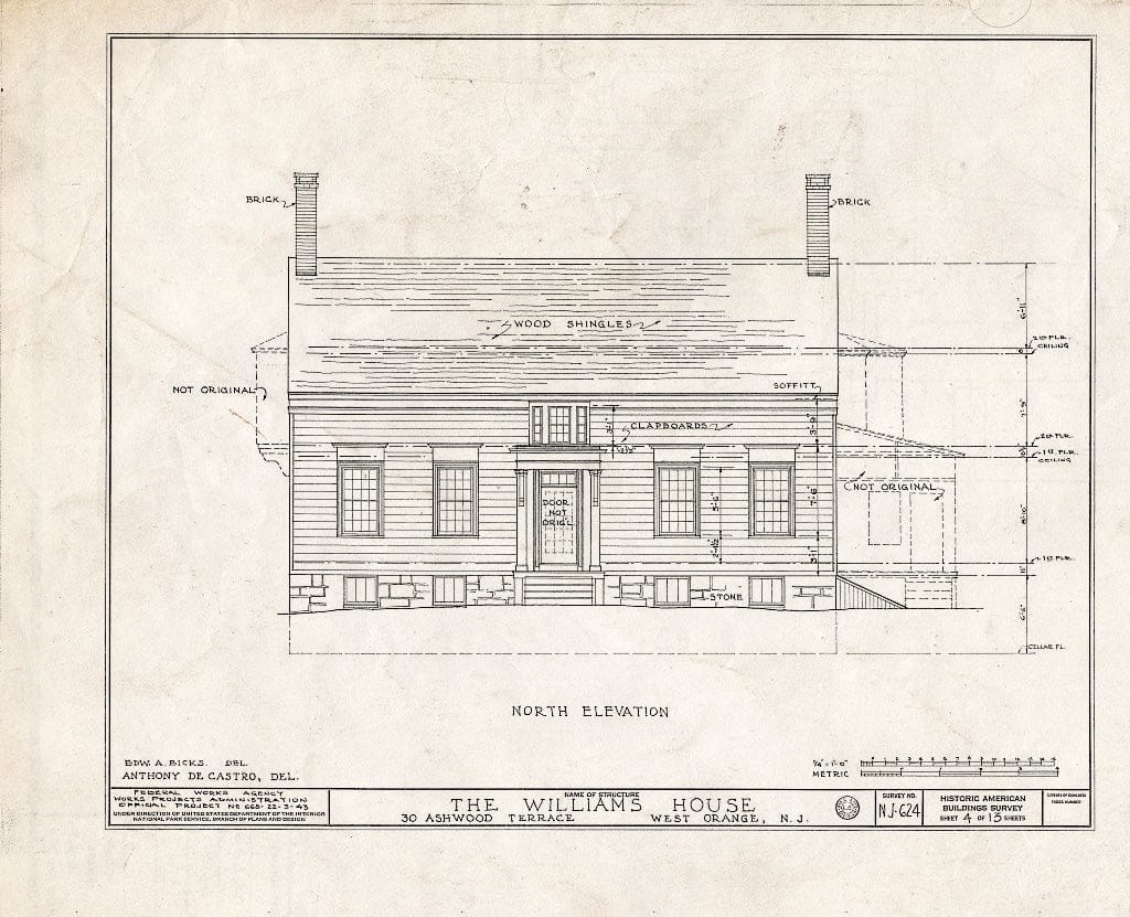 Blueprint HABS NJ,7-ORAW,1- (Sheet 4 of 13) - Williams House, 30 Ashwood Terrace, West Orange, Essex County, NJ