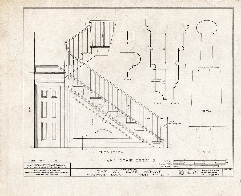 Blueprint HABS NJ,7-ORAW,1- (Sheet 11 of 13) - Williams House, 30 Ashwood Terrace, West Orange, Essex County, NJ