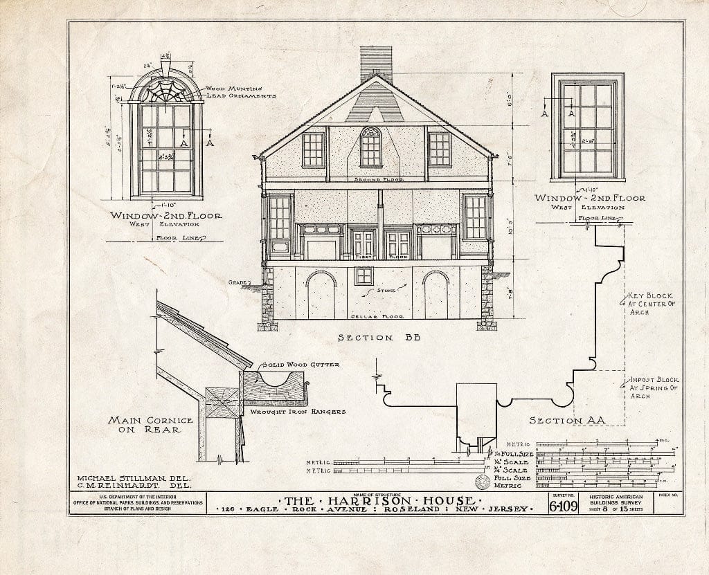 Blueprint HABS NJ,7-ROSLA,1- (Sheet 8 of 13) - Williams-Harrison House, 126 Eagle Rock Road, Roseland, Essex County, NJ
